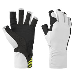 Mustang Traction UV Open Finger Gloves - White &amp; Black - Large