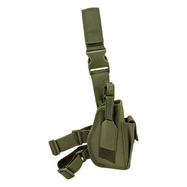 Ranger Elite Tactical Drop Leg Holster with Magazine Clip Storage Pouch - Olive Drab Green